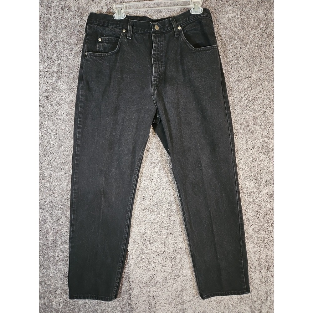 Mens Black Wash Wrangler Relaxed Fit Staight Leg Jeans 36x30